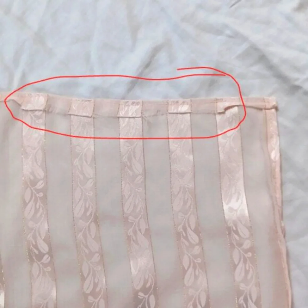 Vintage Handmade Sheer Scarf Pink & Gold Striped with Leaf Pattern, 36.5
